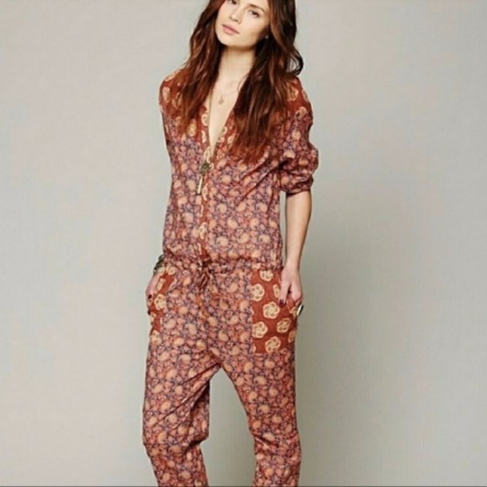 Maison Scotch Paisley Print Long Sleeve Jumpsuit